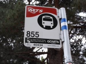 Bus route 855 sign